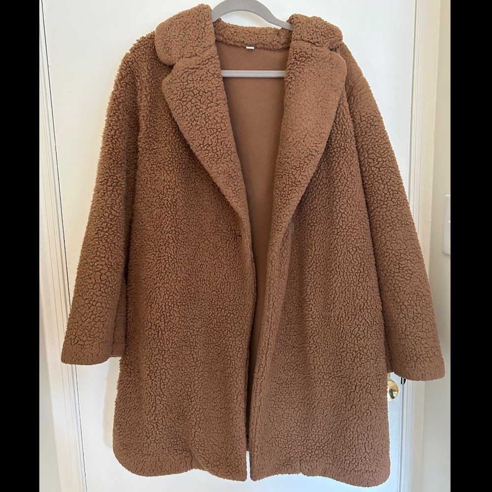 Uniqlo Pile-Lined Fleece Tailored Coat Brown XL